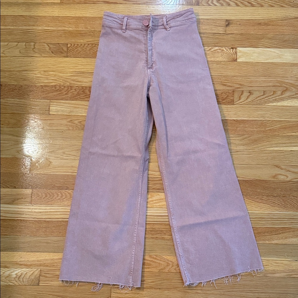 Zara Women's Pink Wide-Leg Jeans